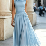 Women's Sleeveless Pleated Flared Midi Dress
