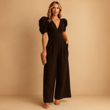 Women's Puff Sleeve V-Neck Maxi Dress