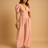 Women's Puff Sleeve V-Neck Maxi Dress