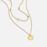 Double Layer Stainless Steel Necklace, Round Pendant