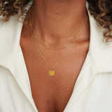 Double Layer Stainless Steel Necklace, Round Pendant