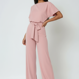 Women's Ruffle Sleeve Wide Leg Jumpsuit