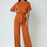 Women's Ruffle Sleeve Wide Leg Jumpsuit