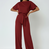 Women's Ruffle Sleeve Wide Leg Jumpsuit