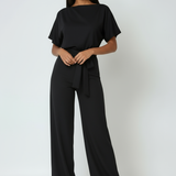Women's Ruffle Sleeve Wide Leg Jumpsuit