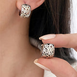 Engraved Sterling Silver Earrings with Hinge Clasp