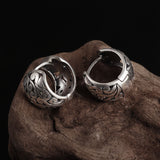 Engraved Sterling Silver Earrings with Hinge Clasp