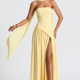 Women's Strapless Side Slit Maxi Dress