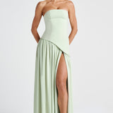Women's Strapless Side Slit Maxi Dress