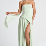Women's Strapless Side Slit Maxi Dress