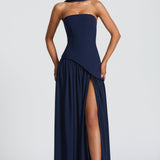 Women's Strapless Side Slit Maxi Dress