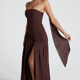 Women's Strapless Side Slit Maxi Dress