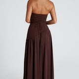 Women's Strapless Side Slit Maxi Dress