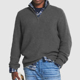 Men's Ribbed Knit Quarter-Zip Long Sleeve Sweater