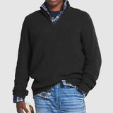 Men's Ribbed Knit Quarter-Zip Long Sleeve Sweater