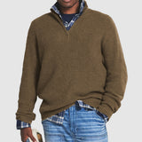Men's Ribbed Knit Quarter-Zip Long Sleeve Sweater