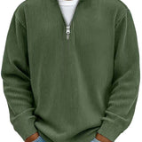 Men's Long Sleeve Ribbed Quarter-Zip Knit Sweater