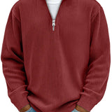 Men's Long Sleeve Ribbed Quarter-Zip Knit Sweater