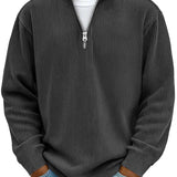 Men's Long Sleeve Ribbed Quarter-Zip Knit Sweater
