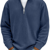 Men's Long Sleeve Ribbed Quarter-Zip Knit Sweater