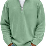 Men's Long Sleeve Ribbed Quarter-Zip Knit Sweater