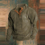 Men's Ribbed Knit Pullover with Elbow Patches