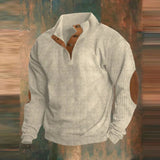 Men's Ribbed Knit Pullover with Elbow Patches