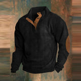 Men's Ribbed Knit Pullover with Elbow Patches
