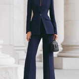 Women's Two-Piece Tailored Blazer and Flared Trouser Suit