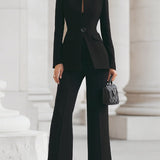 Women's Two-Piece Tailored Blazer and Flared Trouser Suit
