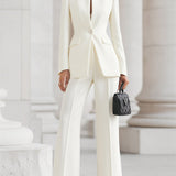 Women's Two-Piece Tailored Blazer and Flared Trouser Suit