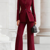 Women's Two-Piece Tailored Blazer and Flared Trouser Suit