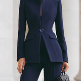 Women's Two-Piece Tailored Blazer and Flared Trouser Suit