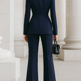 Women's Two-Piece Tailored Blazer and Flared Trouser Suit