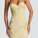Women's Strapless Floral Lace Maxi Dress