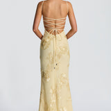 Women's Strapless Floral Lace Maxi Dress