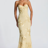 Women's Strapless Floral Lace Maxi Dress
