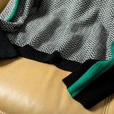 Contrast Sleeve Turtleneck Long Sleeve Pullover Sweater