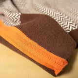 Contrast Sleeve Turtleneck Long Sleeve Pullover Sweater