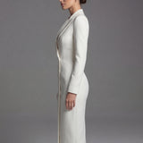 Women's Blazer-Style Button-Front Tailored Midi Dress