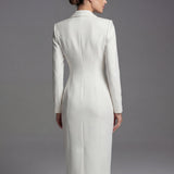 Women's Blazer-Style Button-Front Tailored Midi Dress