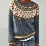 Women's Patterned Fair Isle Boat Neck Sweater