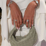 Woven Leather Look Slouchy Crescent Hobo Bag