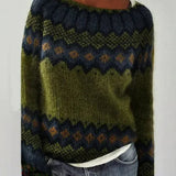 Women's Patterned Fair Isle Boat Neck Sweater