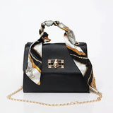 Printed Scarf Handle Crossbody Satchel Bag