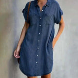 Button Front Denim Shirt Dress