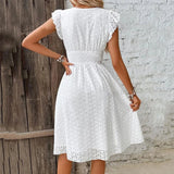 Broderie V-Neck Midi Dress