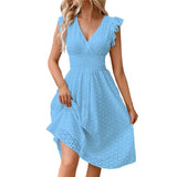 Broderie V-Neck Midi Dress