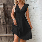 Broderie V-Neck Midi Dress