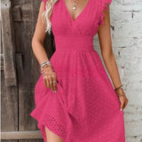 Broderie V-Neck Midi Dress